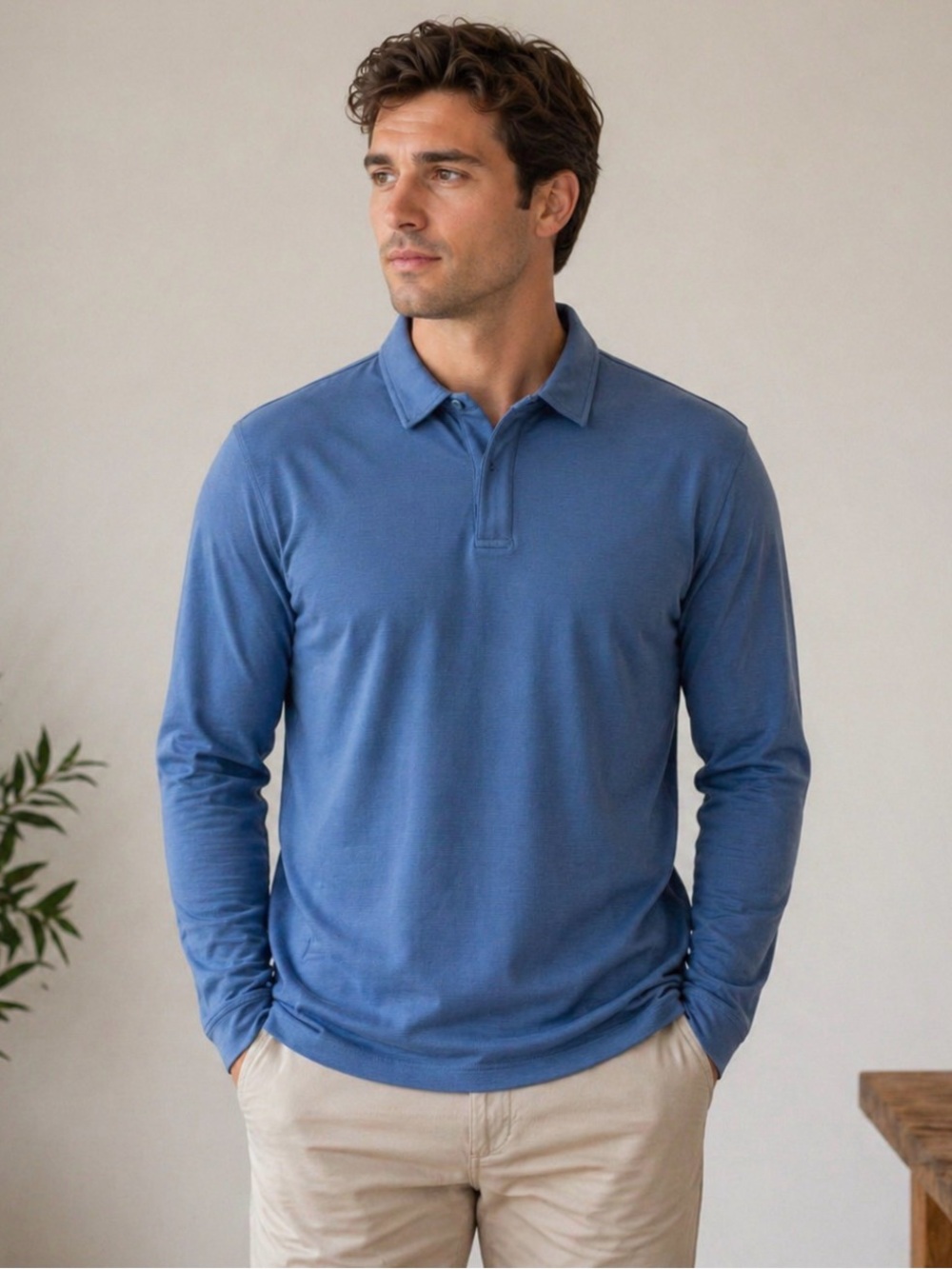 Tommy Bahama Classic Blue Long Sleeve Polo Shirt